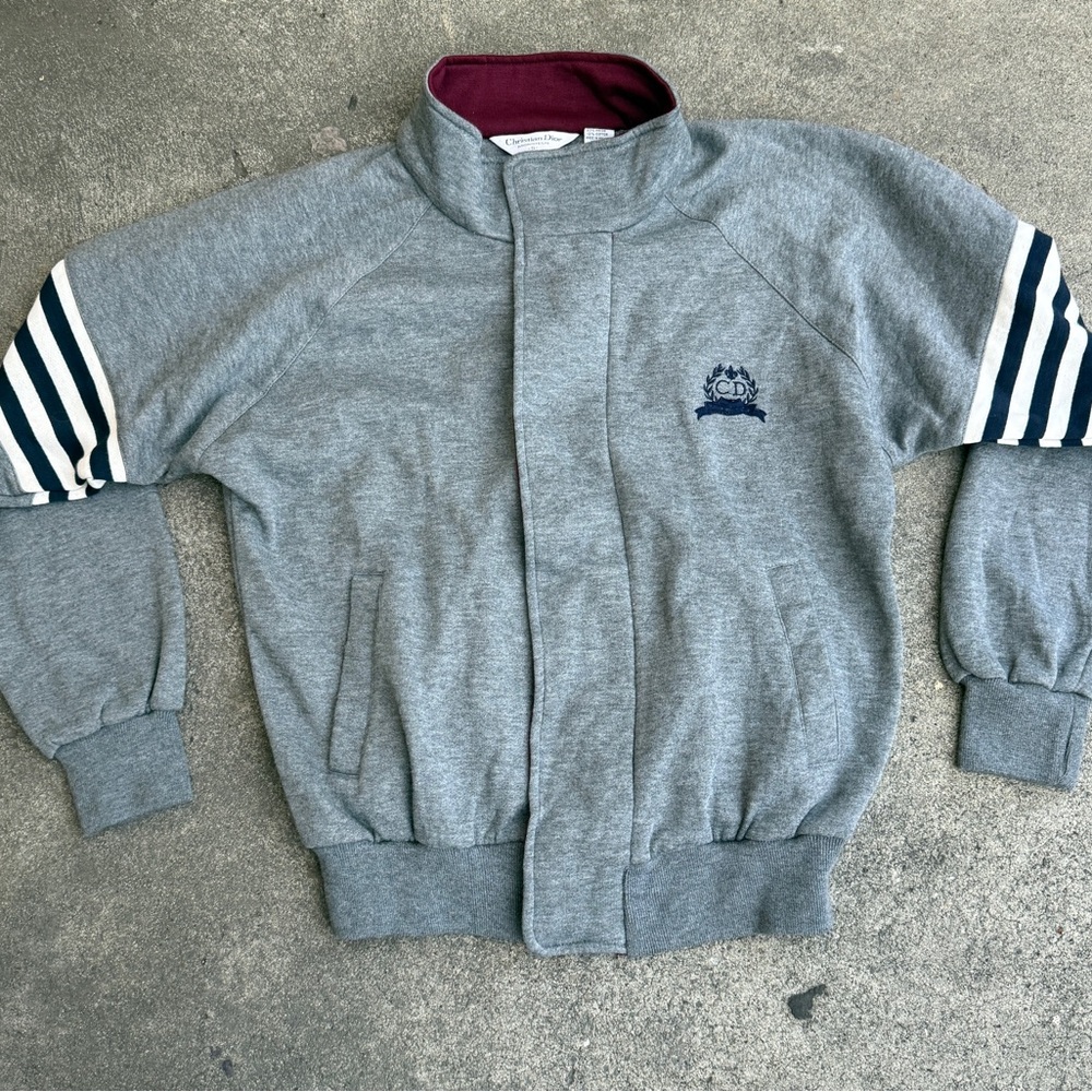 Dior Gray Jacket with Navy Stripes Size S